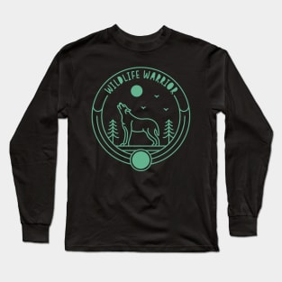 Wilderness Wolf Lineart Nature Hiking Outdoor Long Sleeve T-Shirt